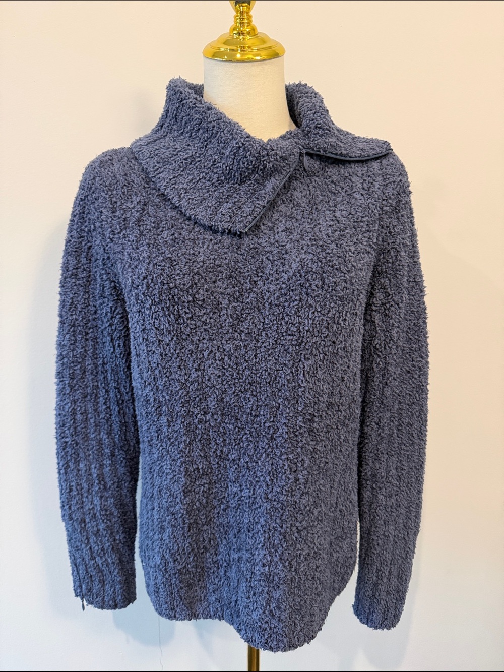 Christopher & Banks Navy Plush Funnel Collar Sweater